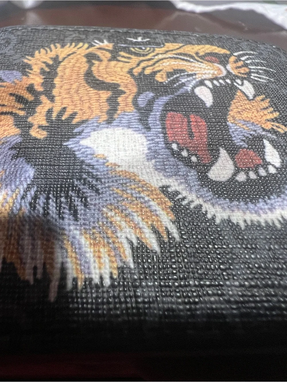 Men's Black Wallet with Tiger Print